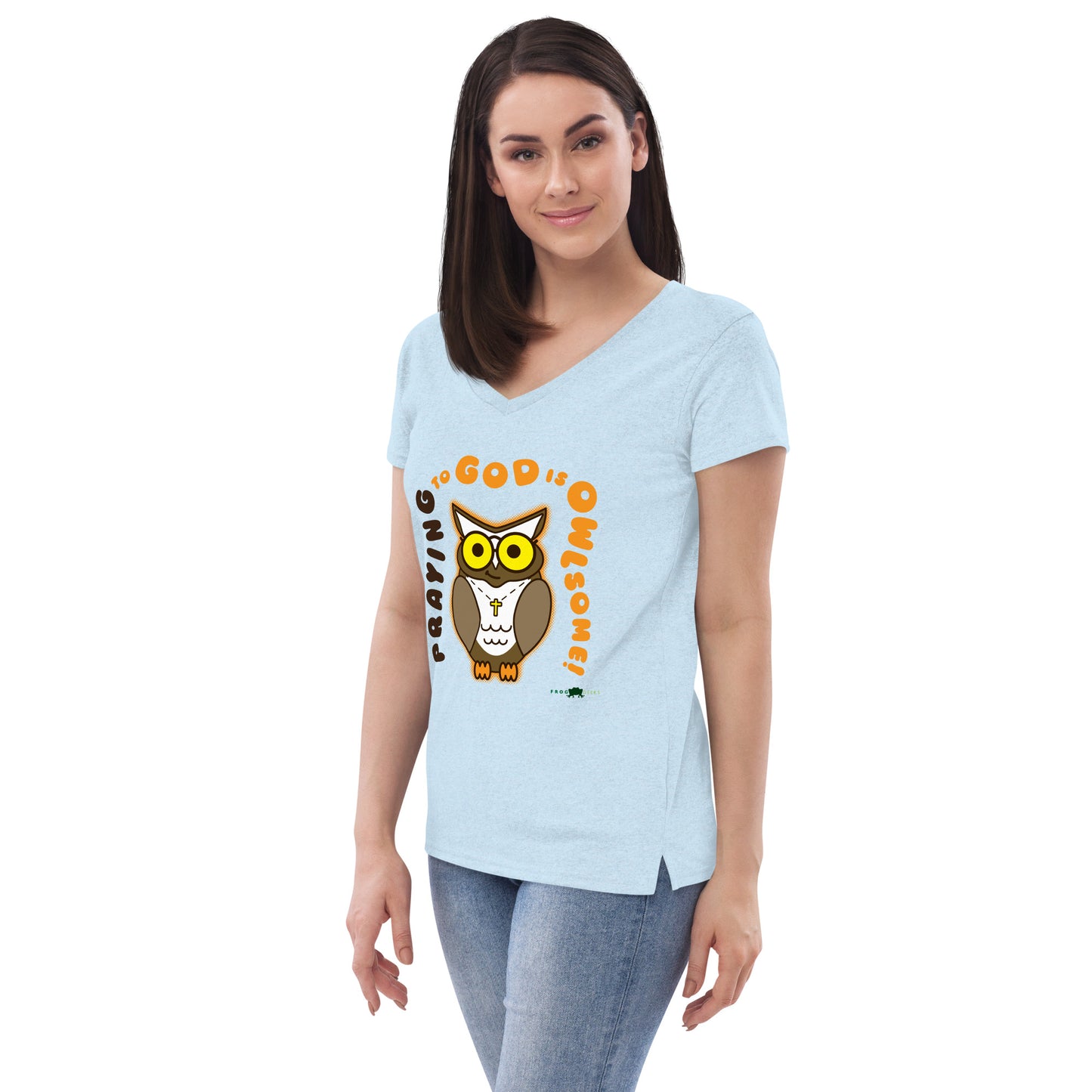 Women’s recycled v-neck t-shirt - Owlsome by Frog Geeks