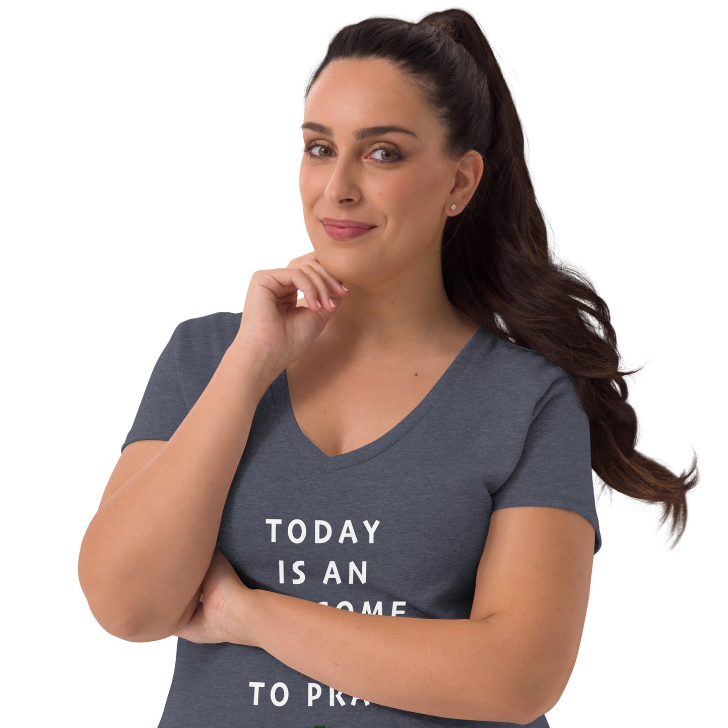 Women’s recycled v-neck t-shirt - Today is an Awesome Day by Frog Geeks